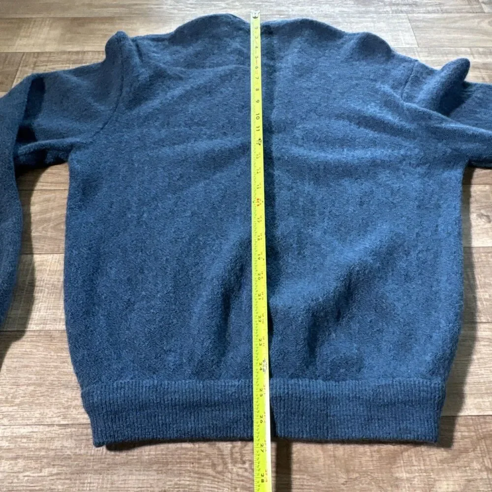 Jantzen Vintage Mens L Blue Marl Knit Button Front Cardigan Sweater Made in USA